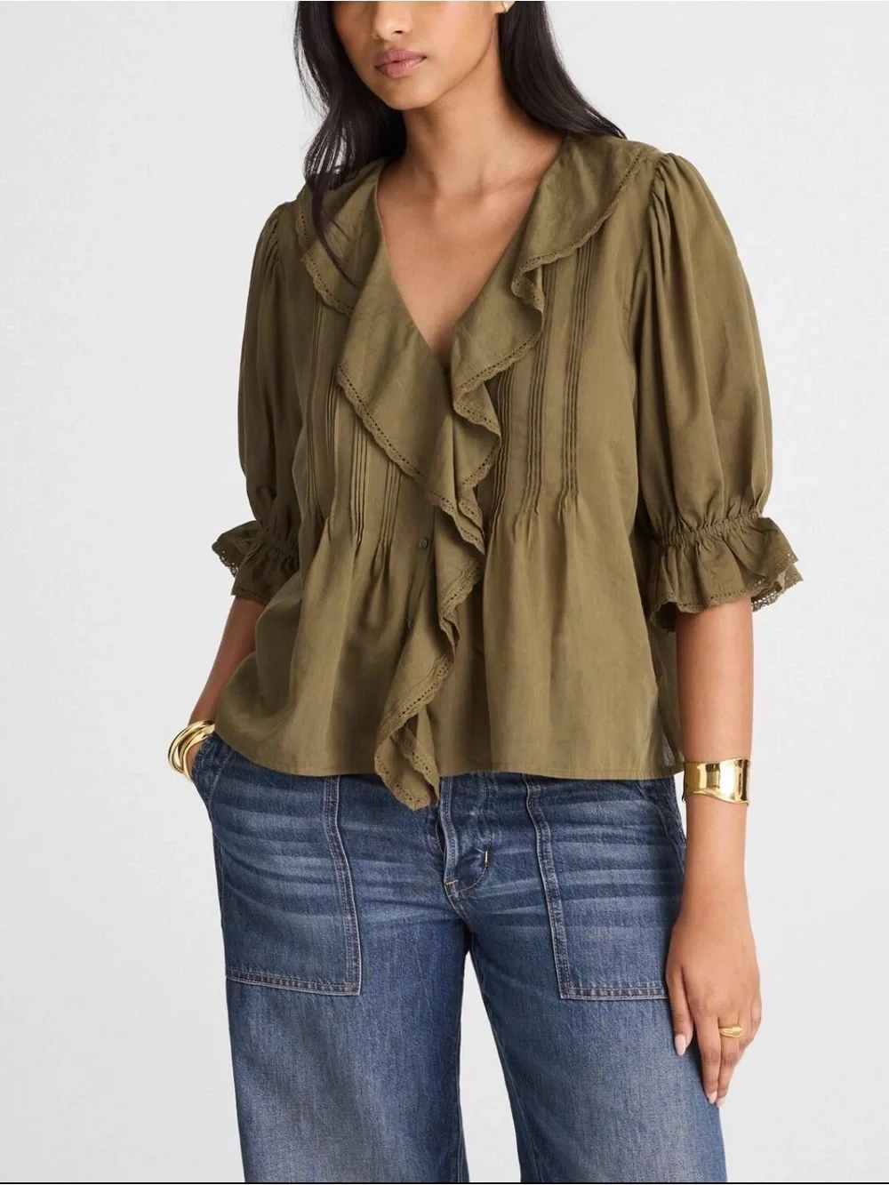 Madewell pintucked ruffled